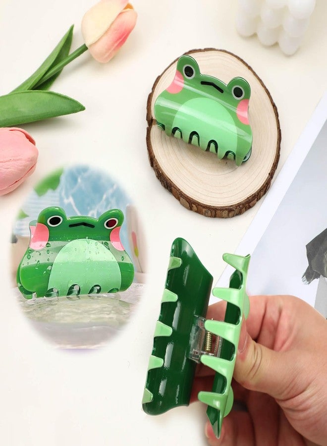 YAHUIPEIUS 3Pcs Frog Hair Claw Clips,Medium Clips for Women Girls Thin Hair Cute Green Jaw Clip Fashion Hair Accessories(Green, Medium) - Image 1